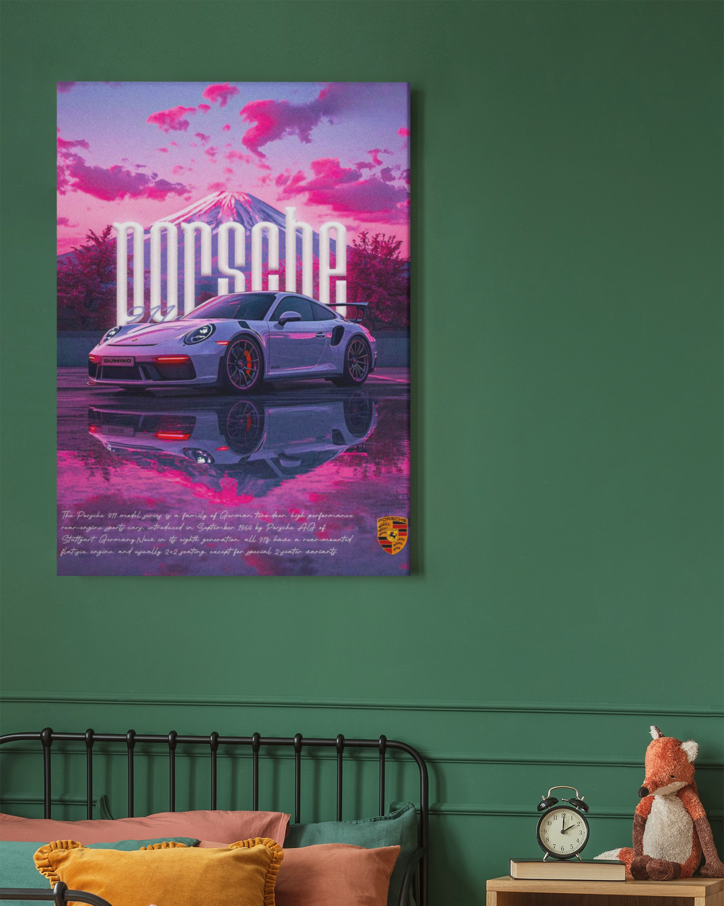 PrintedSoul Porsche 911 Metal Frame – Iconic Performance Wall Art (A3 Size)