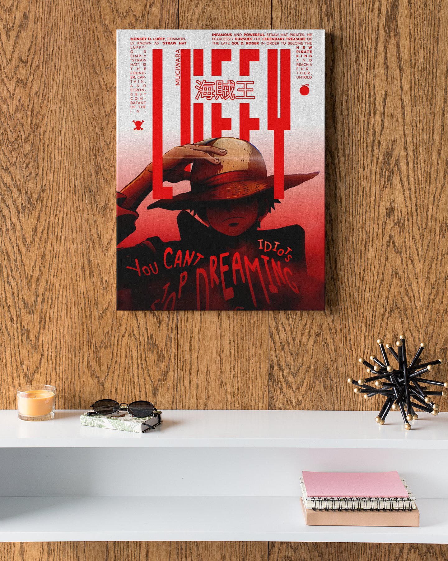 PrintedSoul One Piece Luffy Premium Metal Wall Frame (A3 Size)