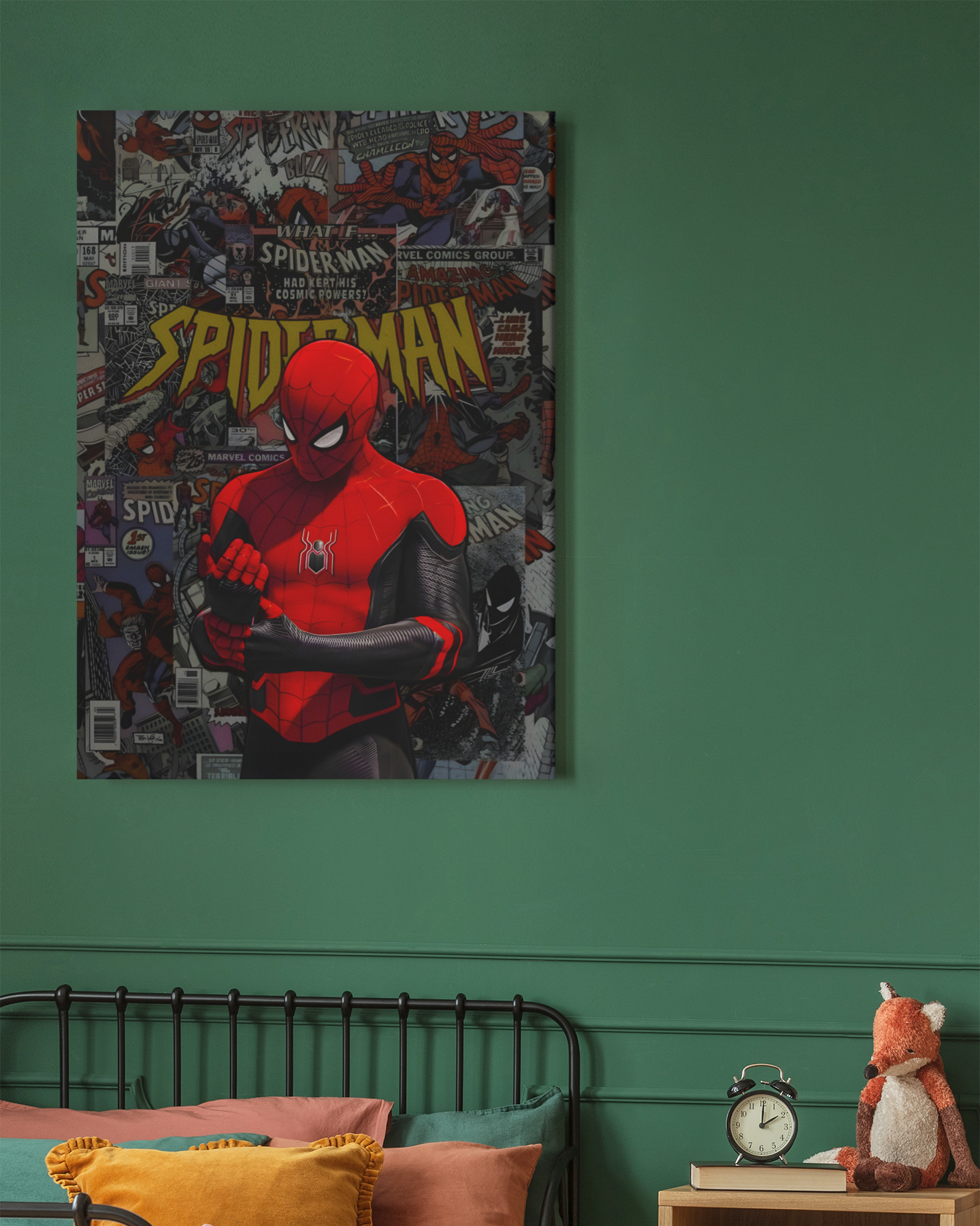 PrintedSoul Spider-Man Metal Frame – Superhero Wall Art (A3 Size)