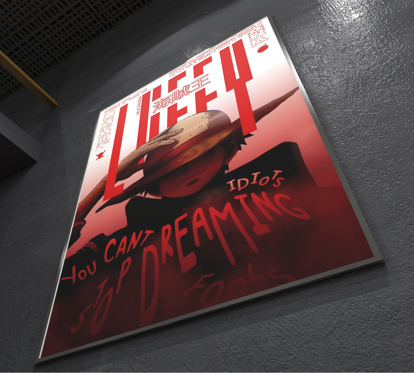 PrintedSoul One Piece Luffy Premium Metal Wall Frame (A3 Size)