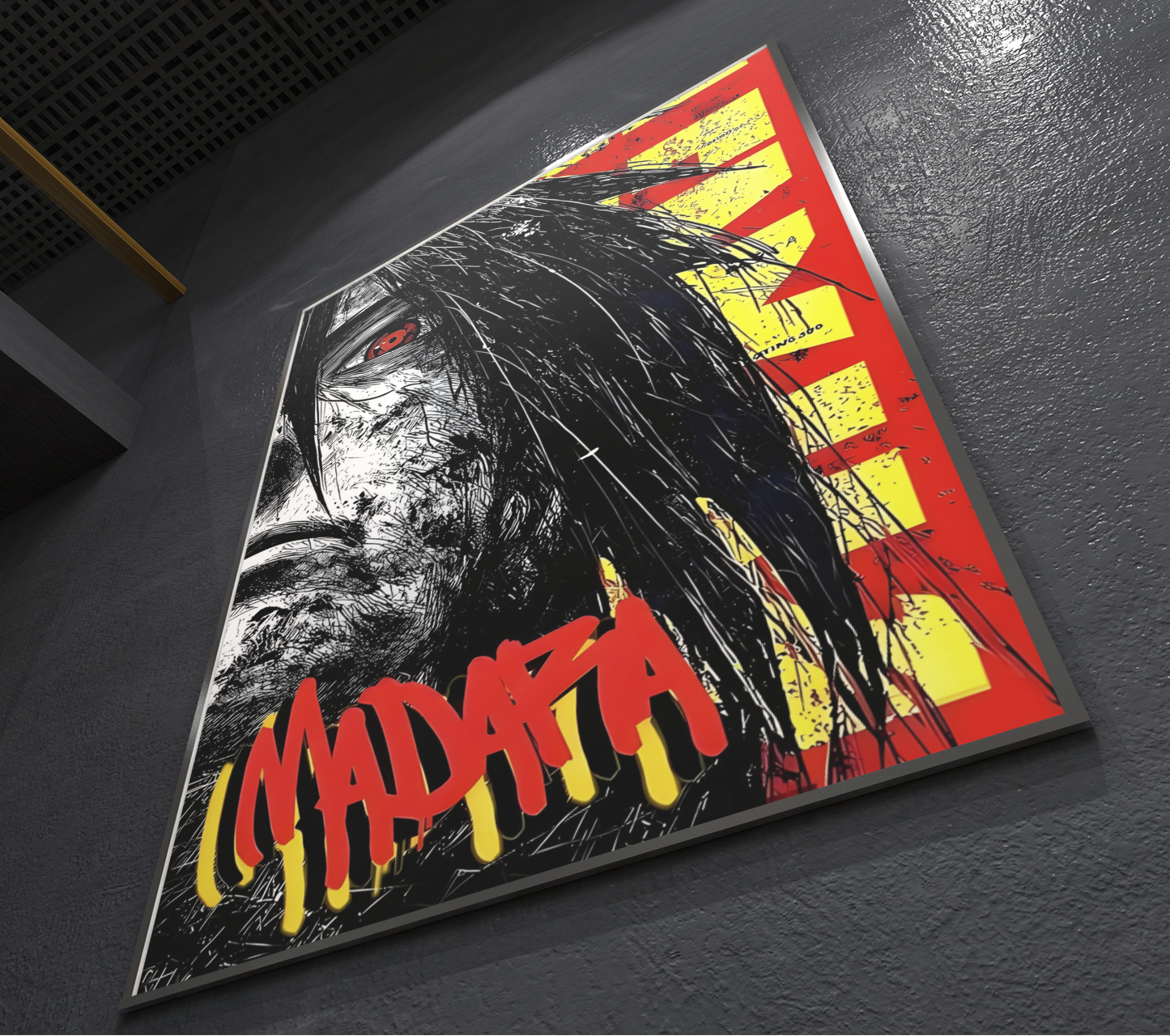 PrintedSoul Madara Uchiha Metal Frame – Legendary Shinobi Wall Art (A3 Size)