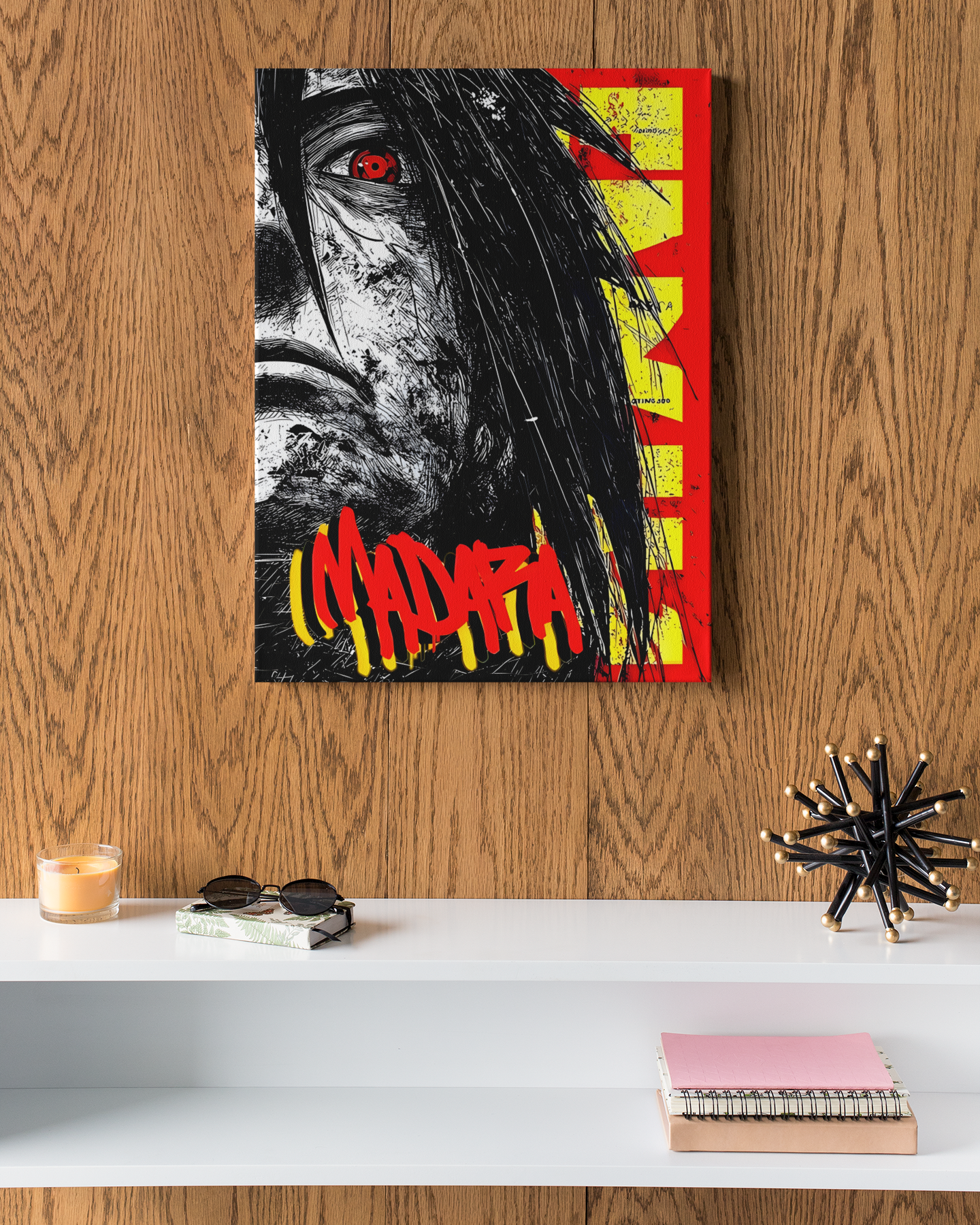 PrintedSoul Madara Uchiha Metal Frame – Legendary Shinobi Wall Art (A3 Size)