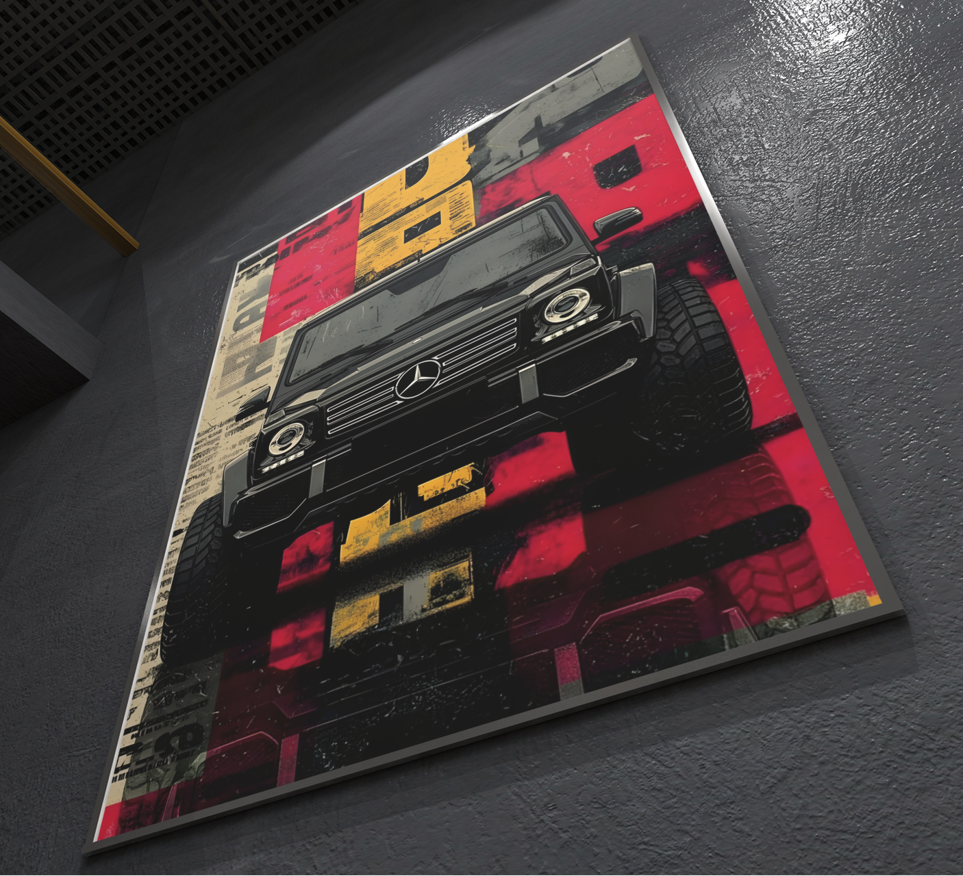 PrintedSoul Mercedes G-Wagon Metal Frame – Luxury SUV Wall Art (A3 Size)
