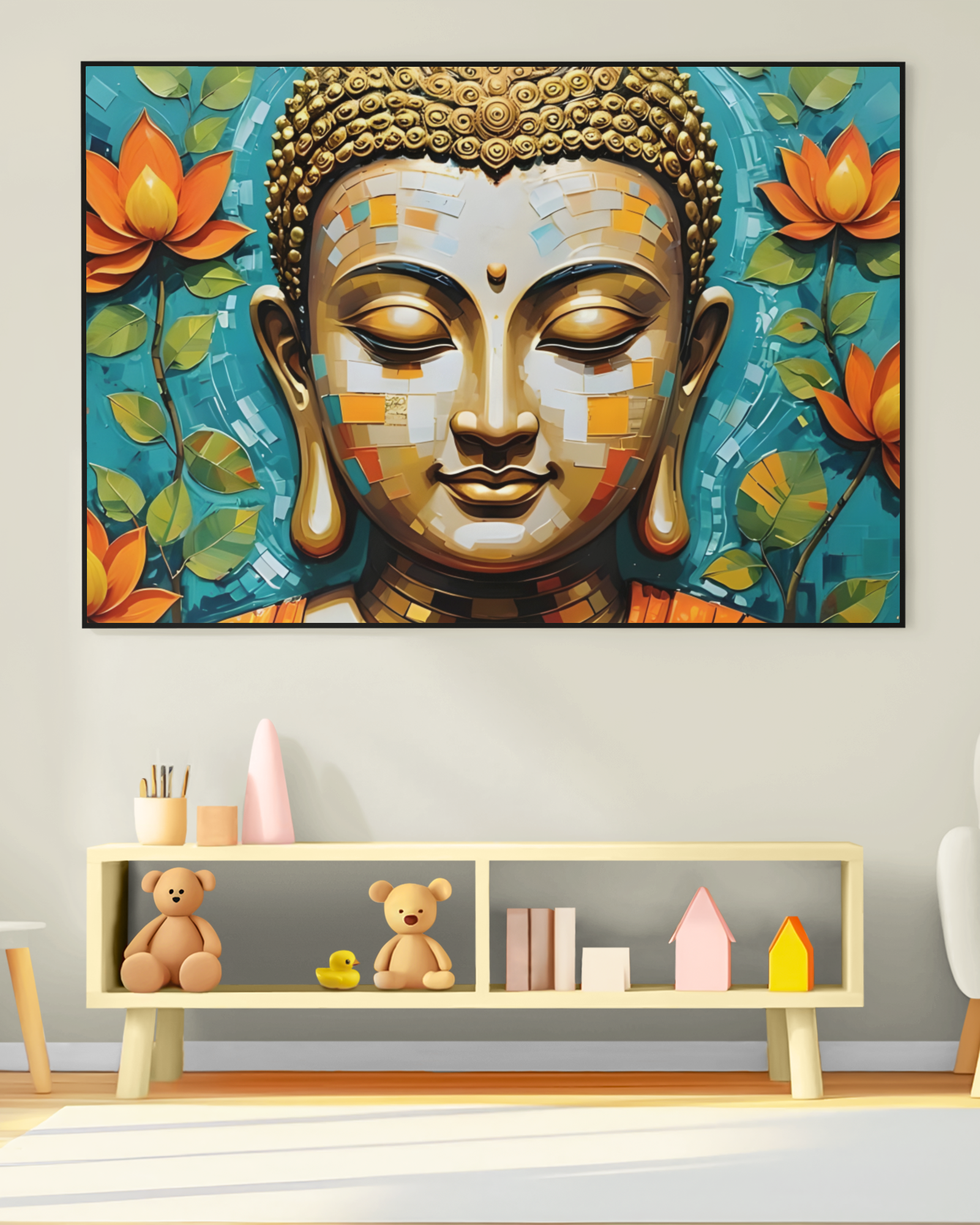 PrintedSoul Gautama Buddha Peaceful Meditation Canvas Wall Frame