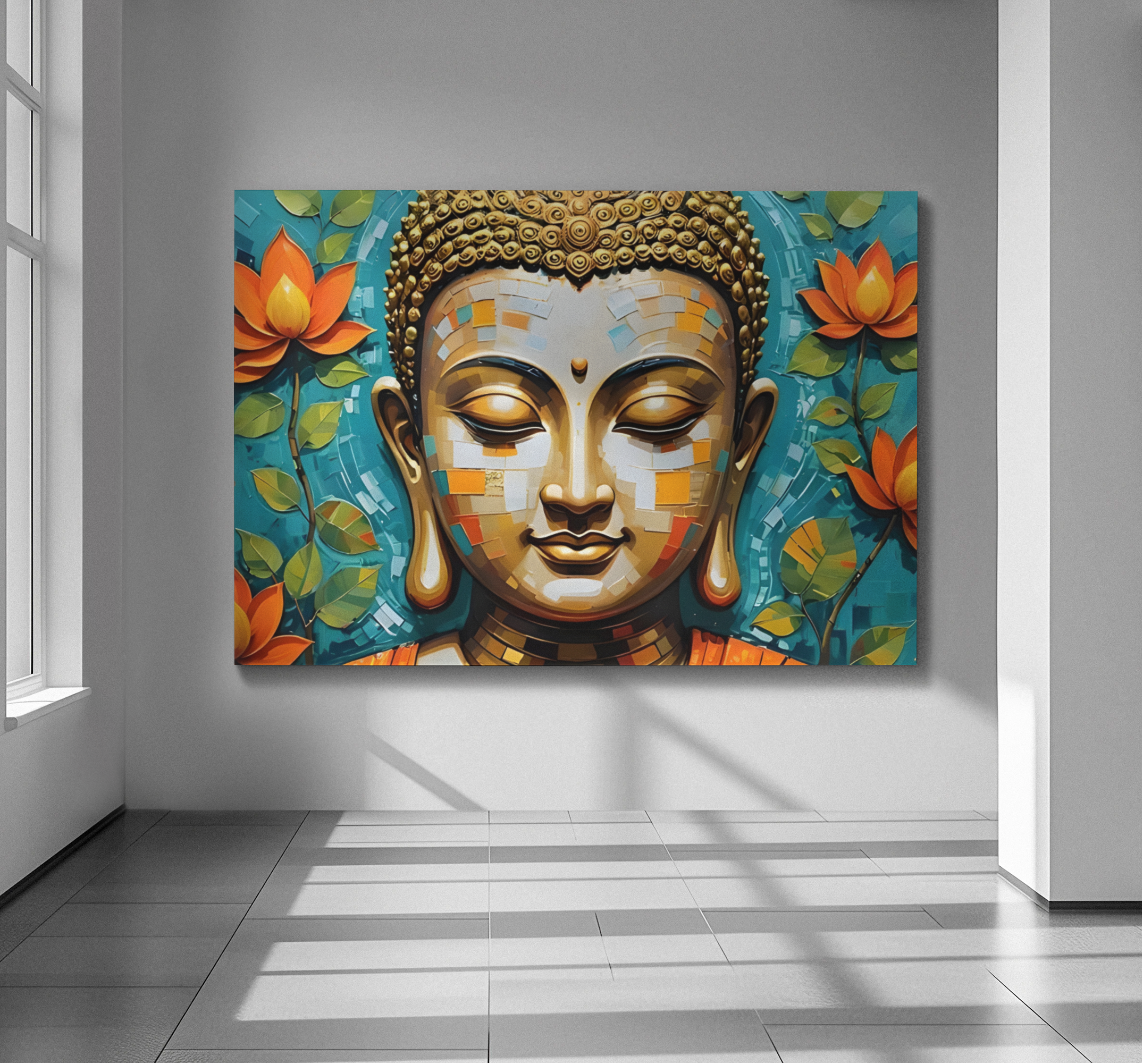 PrintedSoul Gautama Buddha Peaceful Meditation Canvas Wall Frame