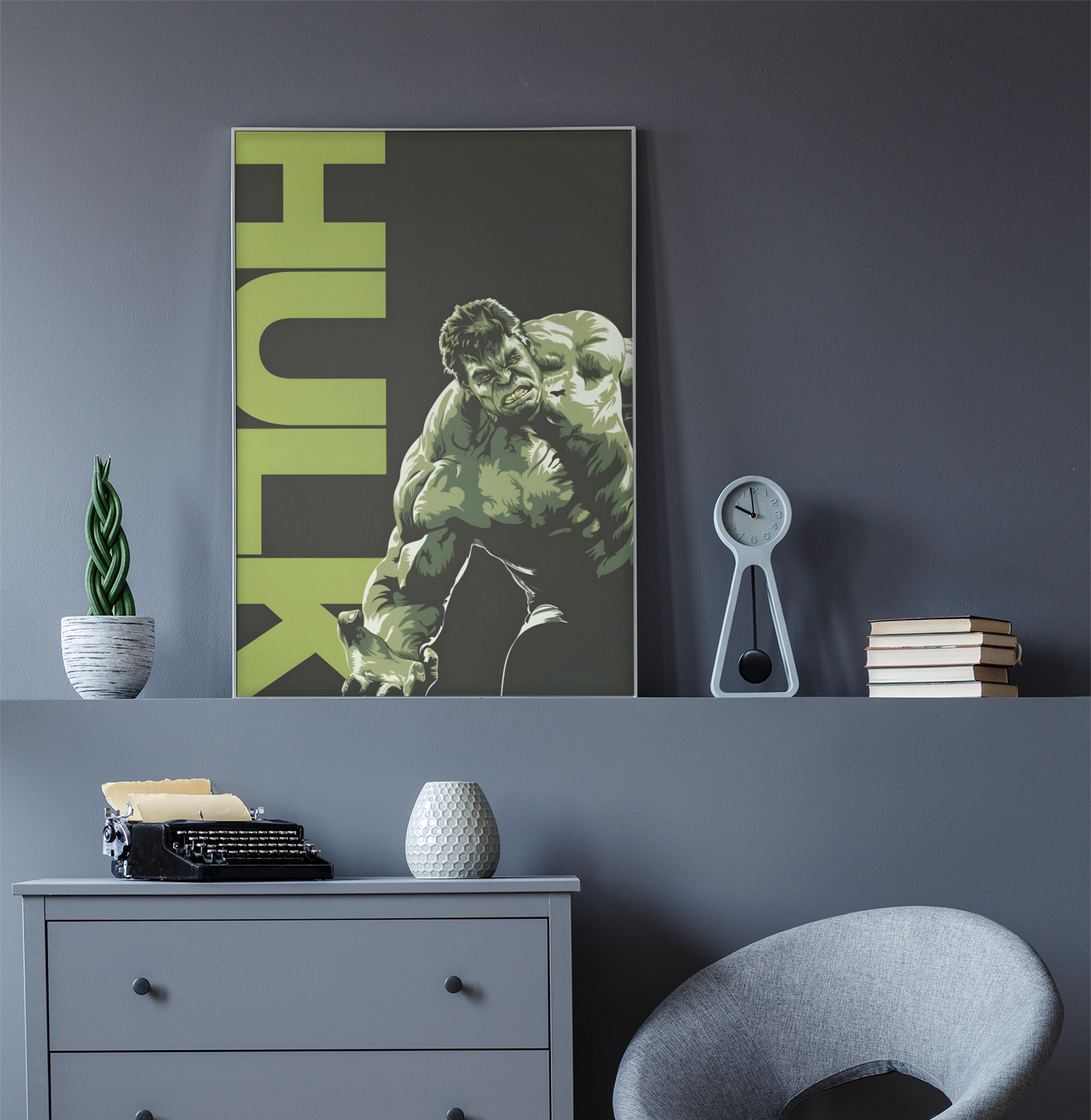 PrintedSoul Hulk Metal Frame – Ultimate Smash Wall Art (A3 Size)