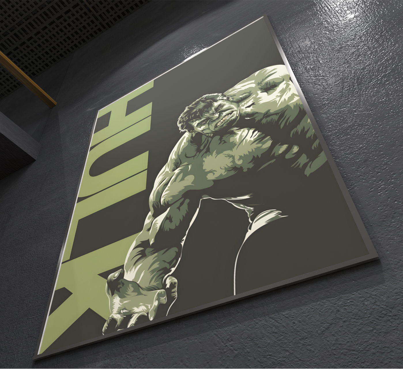 PrintedSoul Hulk Metal Frame – Ultimate Smash Wall Art (A3 Size)