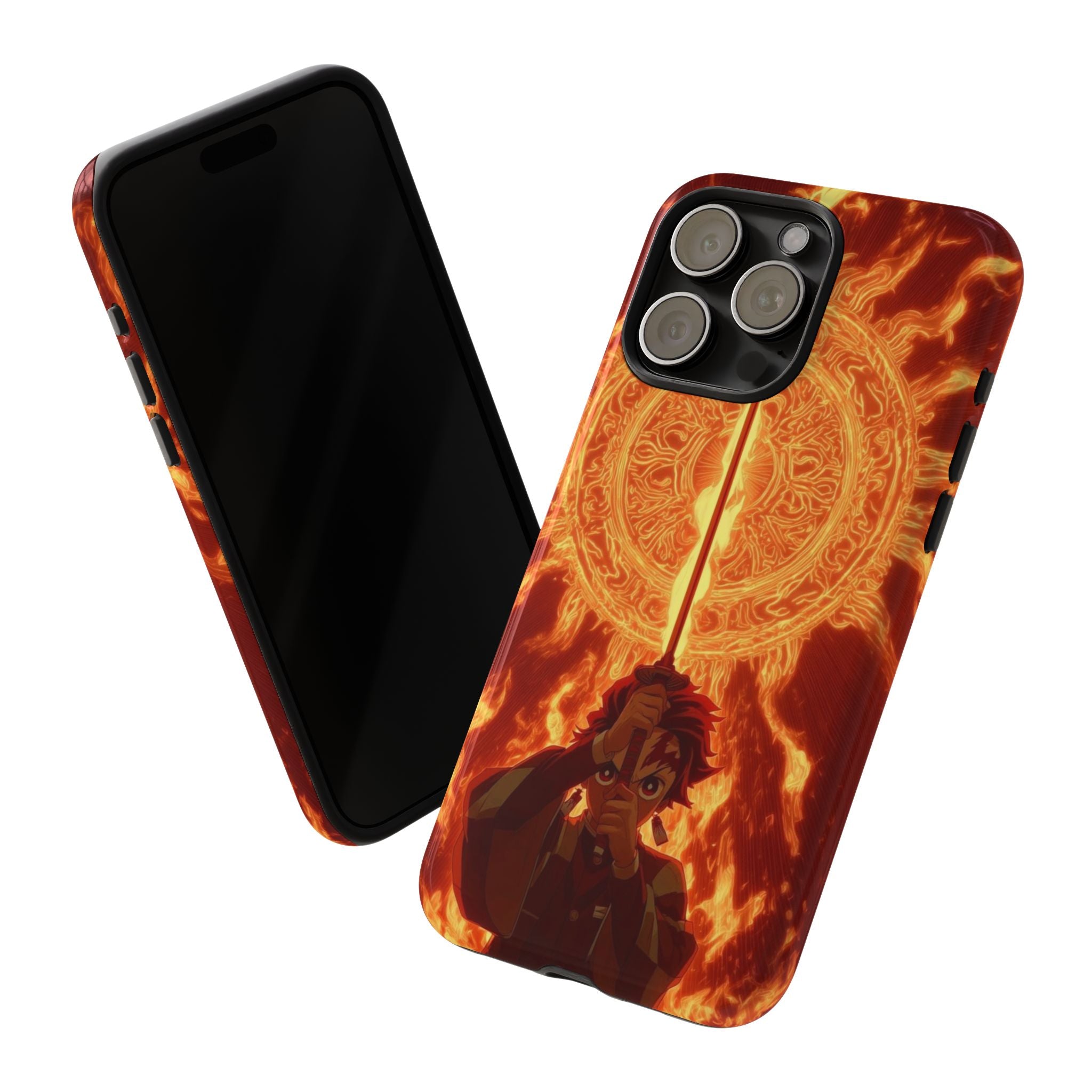 Printed Soul - Tanjiro Flame Breathing Aura Double Layer Mobile Cover