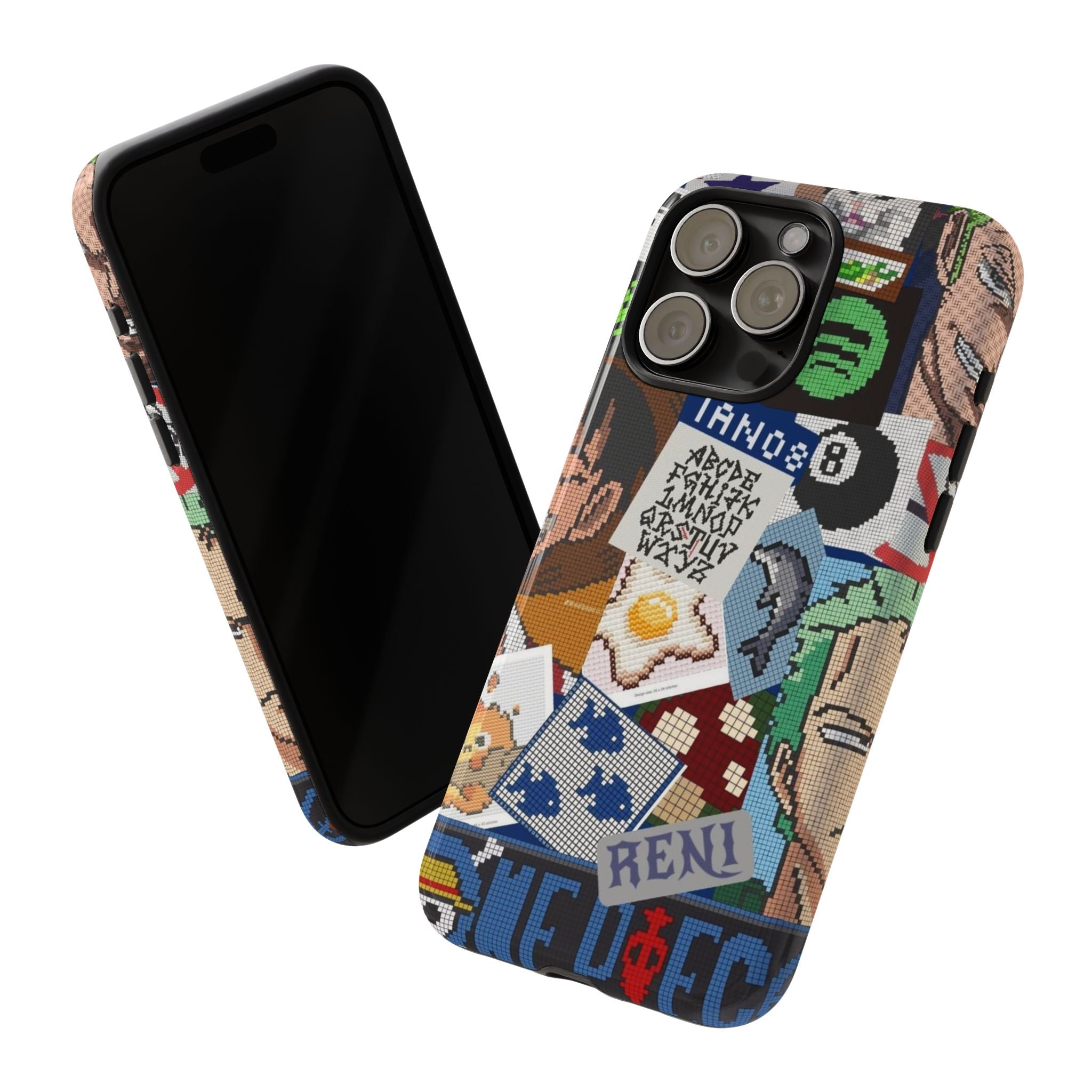 Printed Soul - Pixel Art Zoro & Luffy Cross-Stitch Vibes Double Layer Mobile Cover