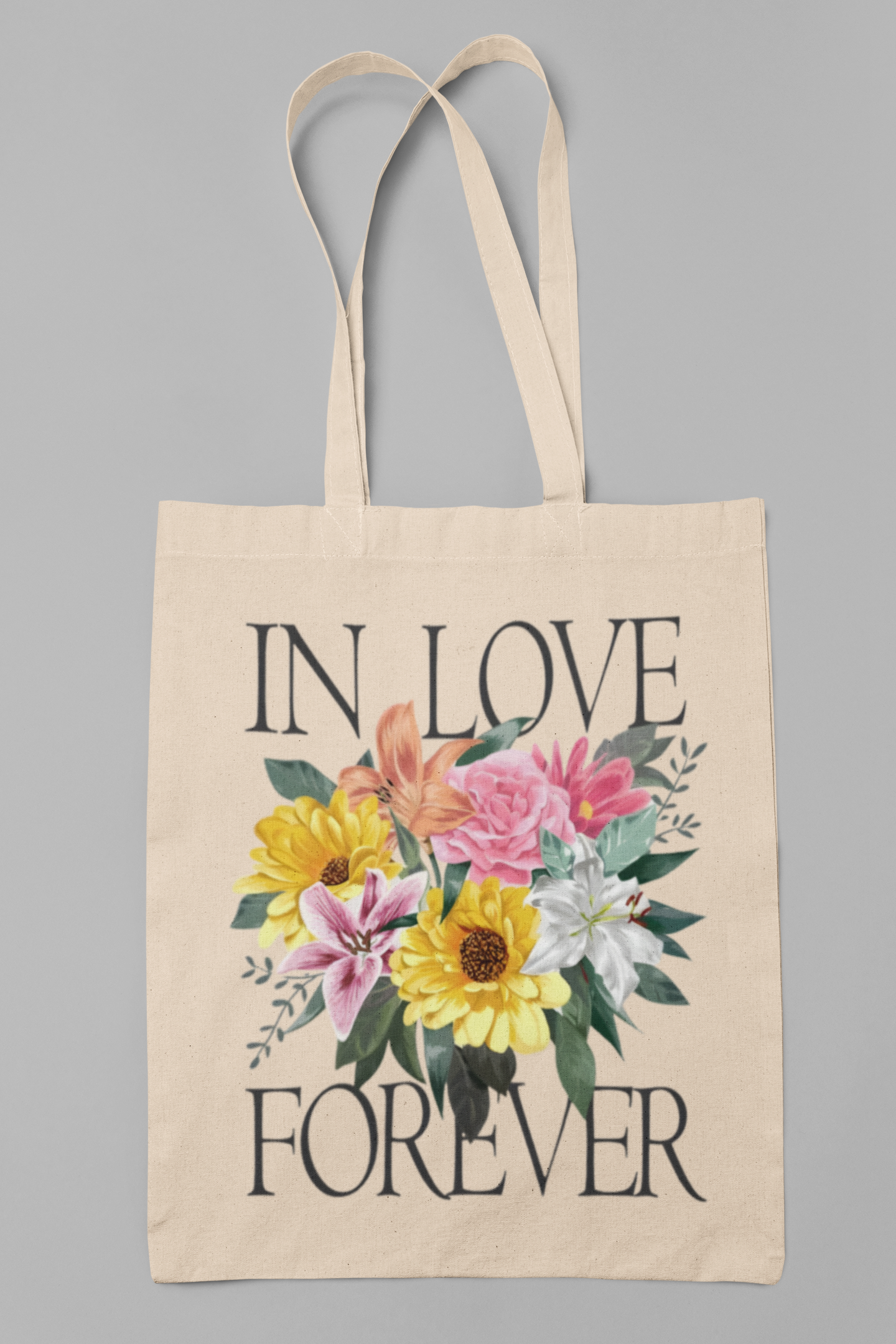 PrintedSoul In Love Forever Floral Tote Bag – Romantic Aesthetic Canvas Bag