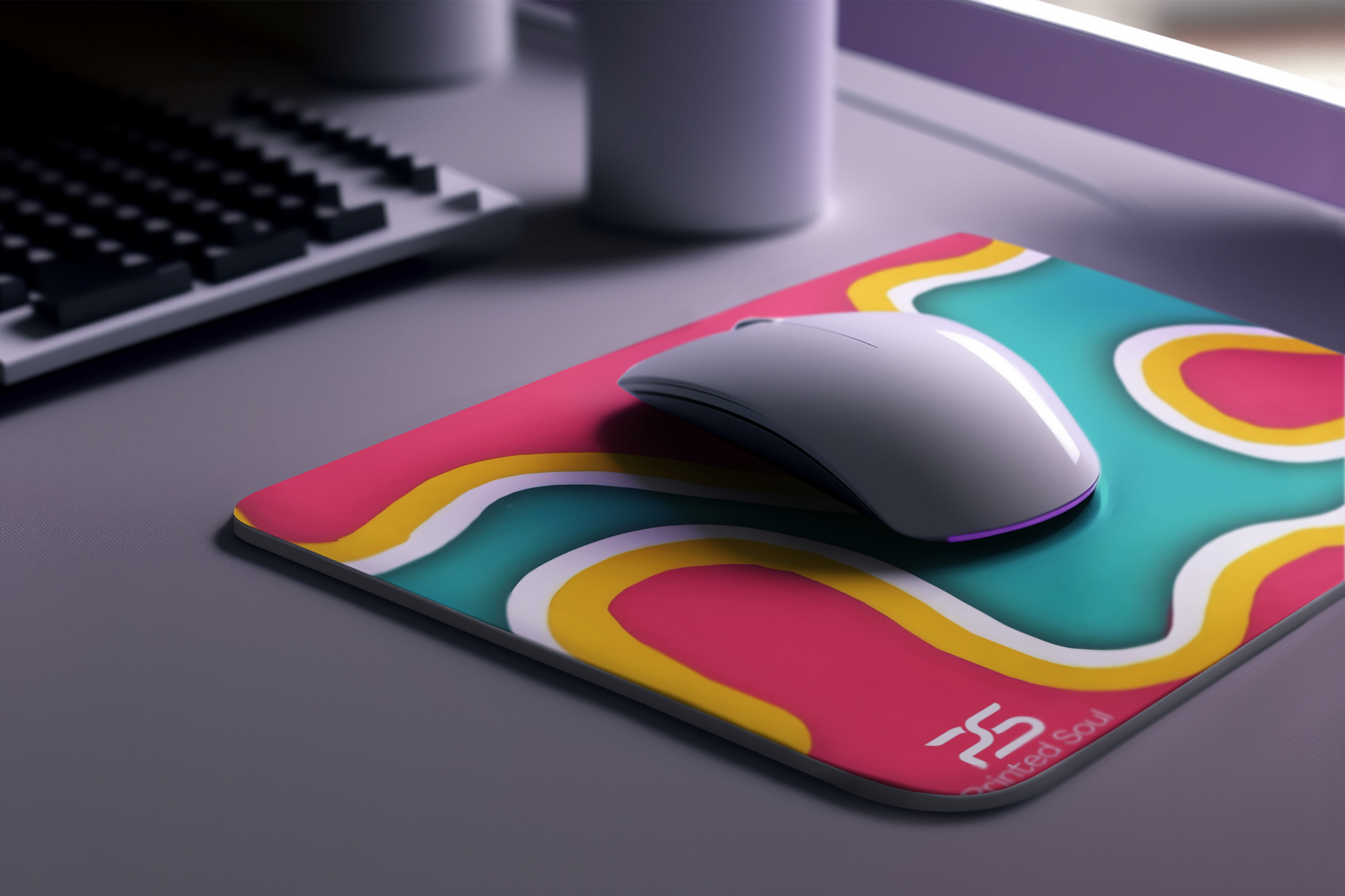 PrintedSoul Abstract Flow Pattern Mouse Pad – Modern Aesthetic Desk Mat for PC & Laptop (Medium Size)