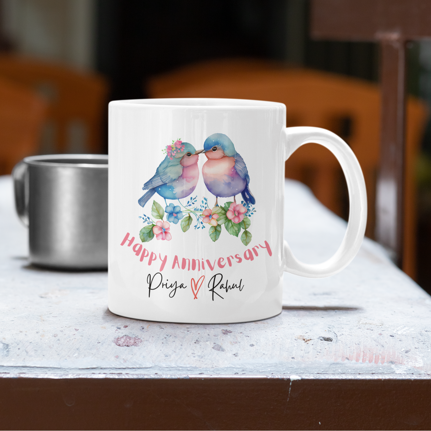 PrintedSoul Customized Happy Anniversary White Coffee Mug – 11oz Ceramic Gift