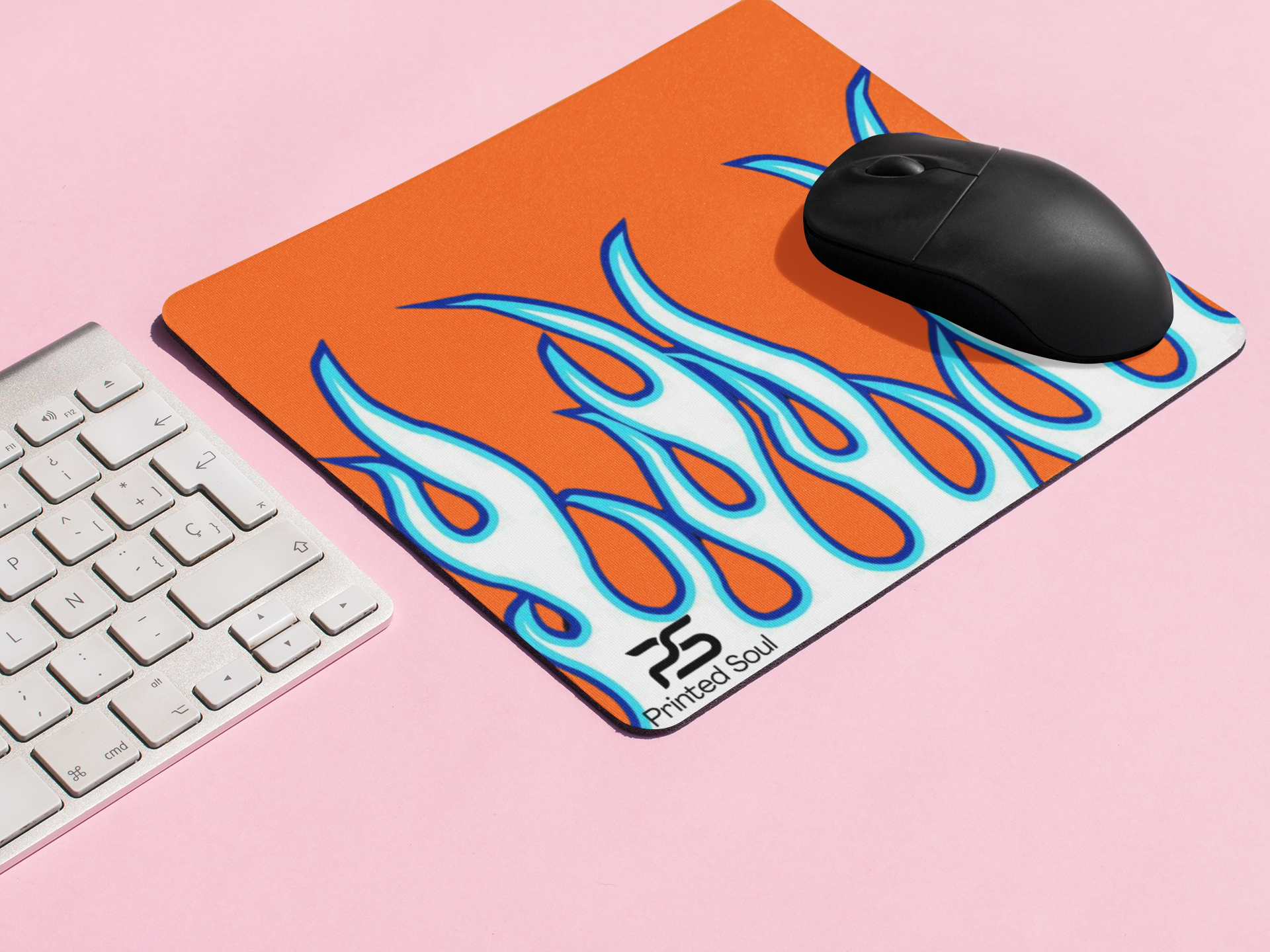 PrintedSoul Flame Pattern Mouse Pad – Fiery Aesthetic Gaming Desk Mat for PC & Laptop (Medium Size)