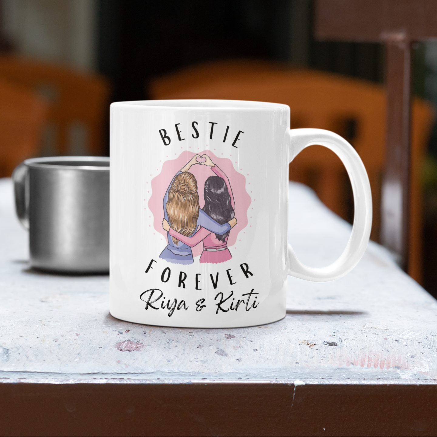 PrintedSoul Customized Bestie Forever White Coffee Mug – 11oz Ceramic Gift