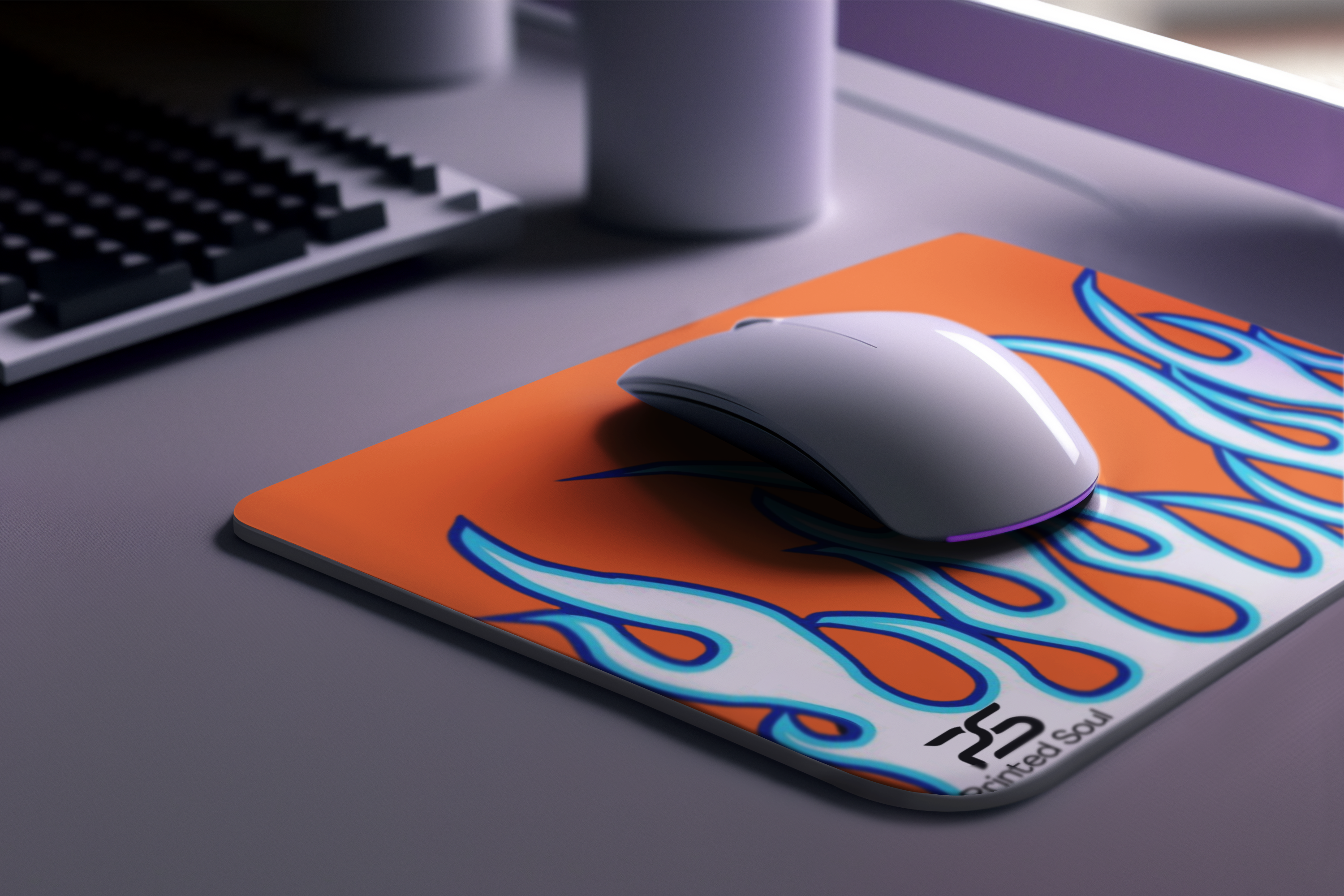 PrintedSoul Flame Pattern Mouse Pad – Fiery Aesthetic Gaming Desk Mat for PC & Laptop (Medium Size)