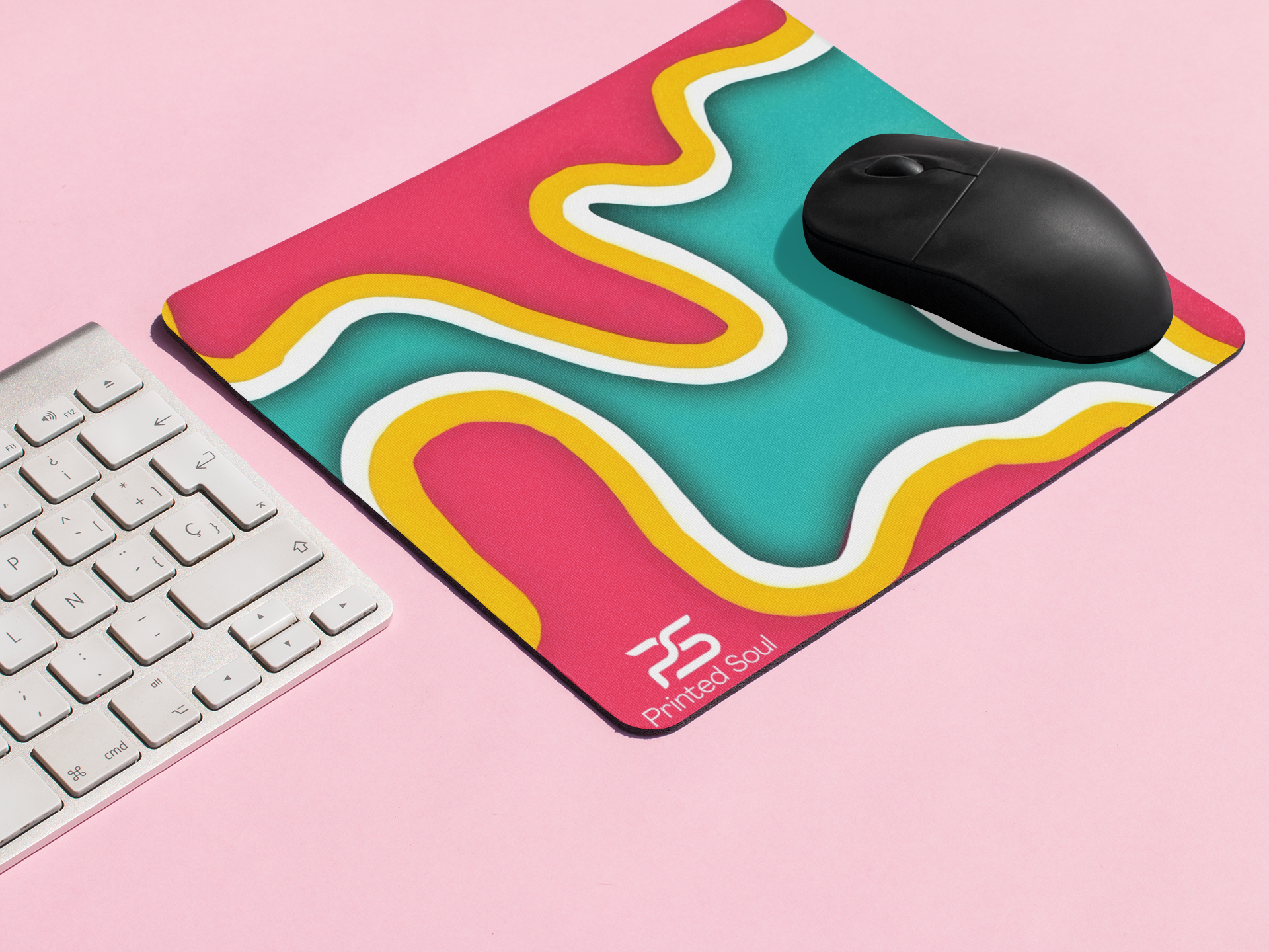 PrintedSoul Abstract Flow Pattern Mouse Pad – Modern Aesthetic Desk Mat for PC & Laptop (Medium Size)