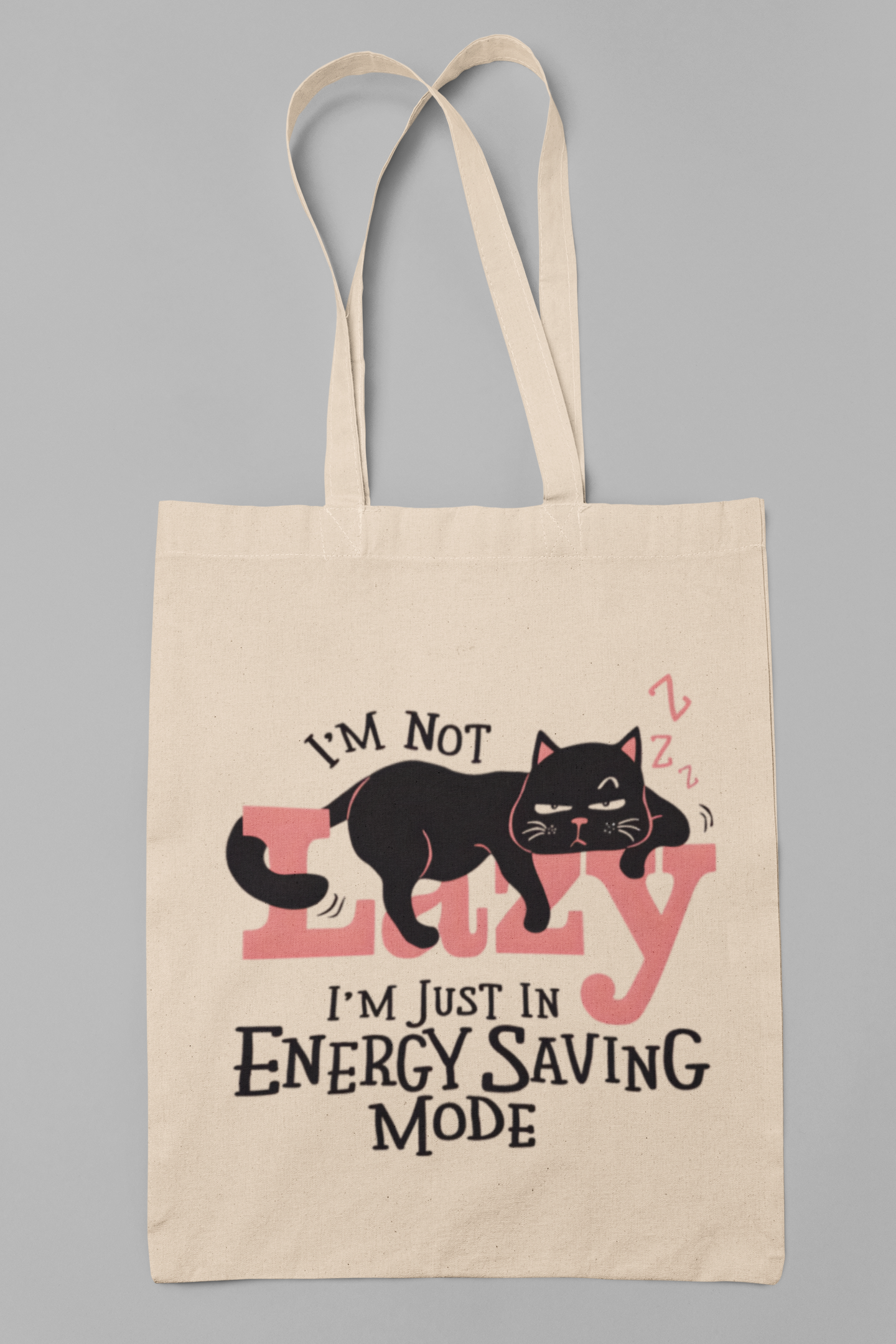 PrintedSoul Energy Saving Mode Quote Tote Bag – Lazy Mood Aesthetic Bag