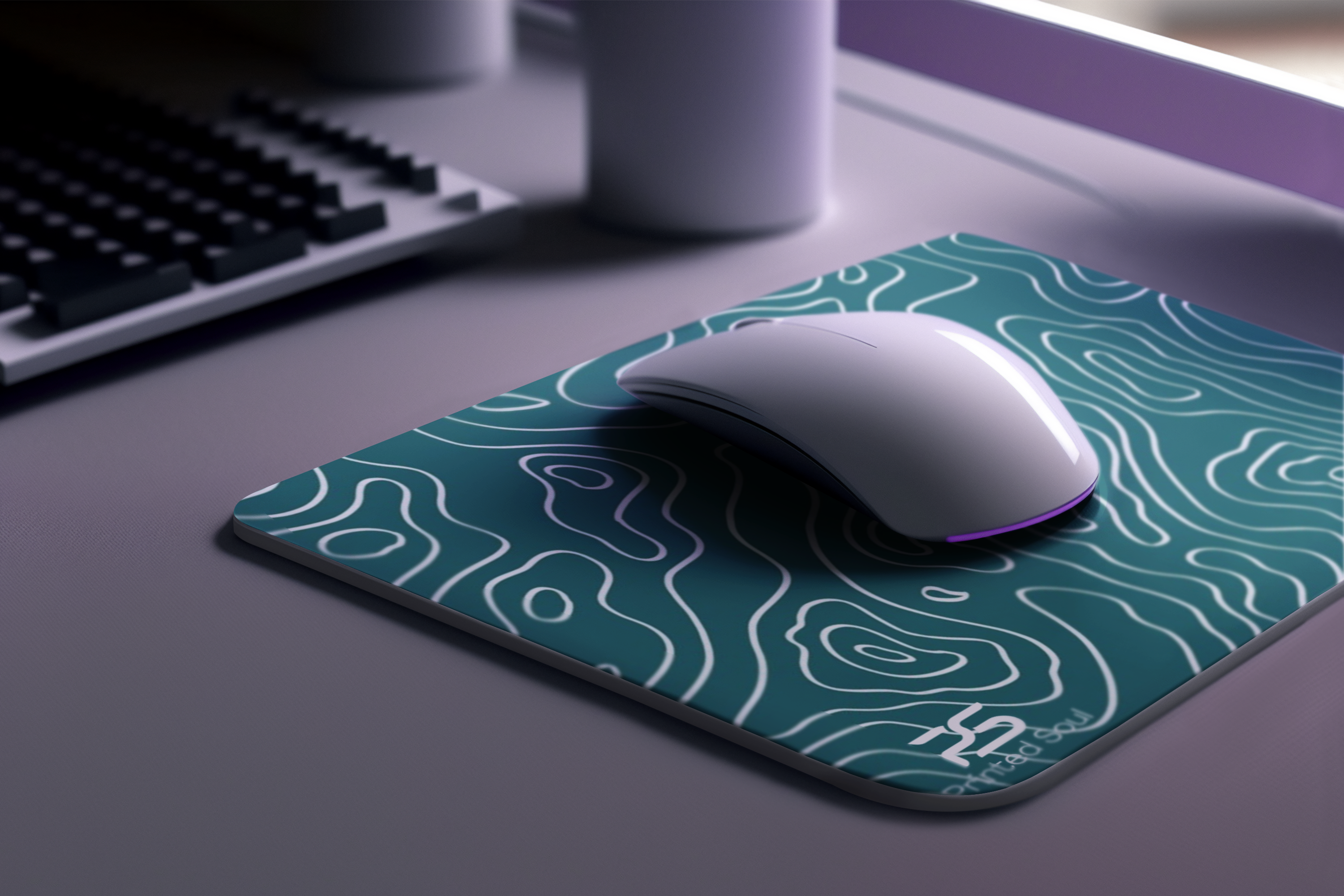PrintedSoul Abstract Wave Pattern Mouse Pad – Stylish Ocean Wave Desk Mat for Gaming & Office (Medium Size)