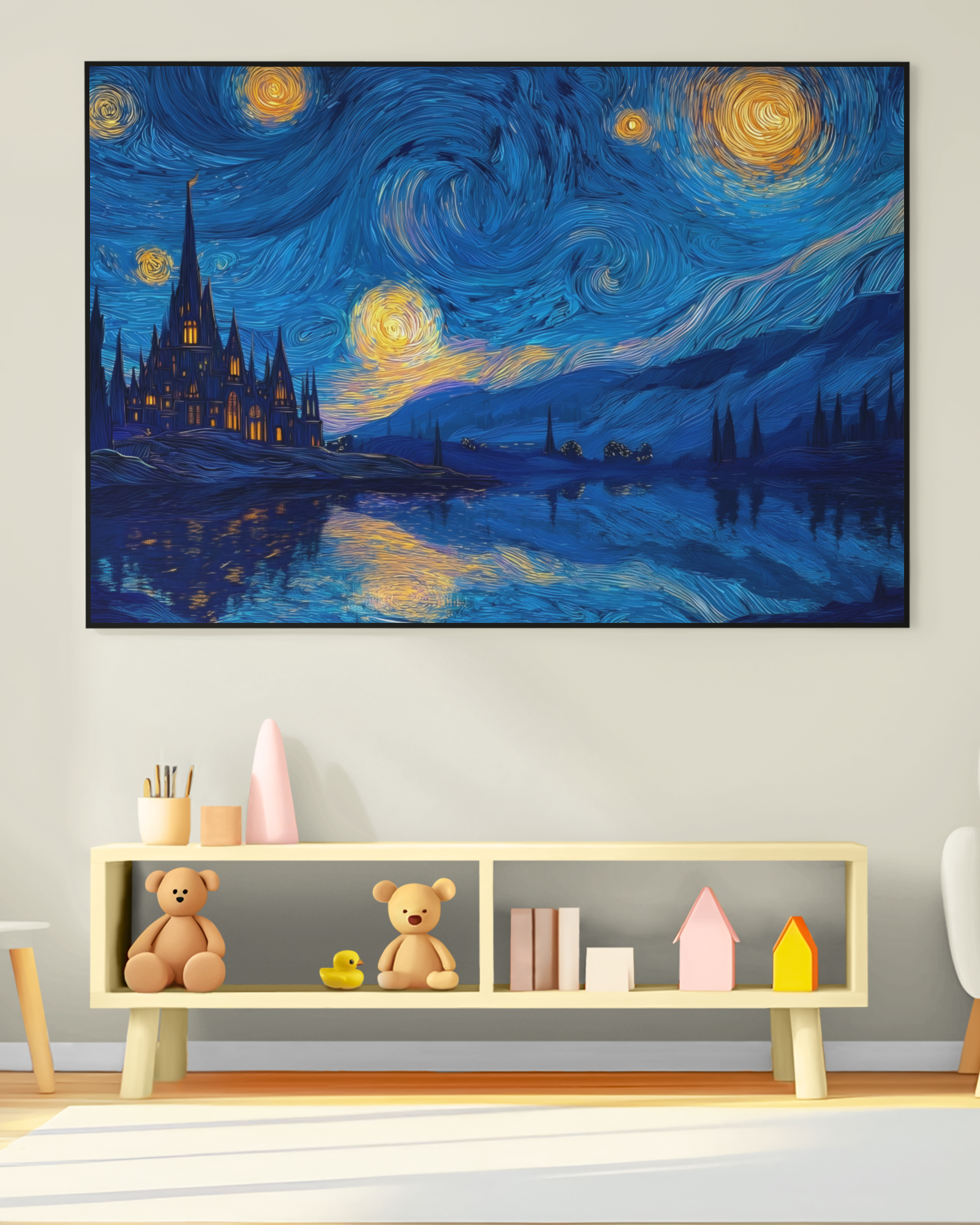 PrintedSoul Infamous Blue Sky Painting Canvas Frame – Aesthetic Wall Art