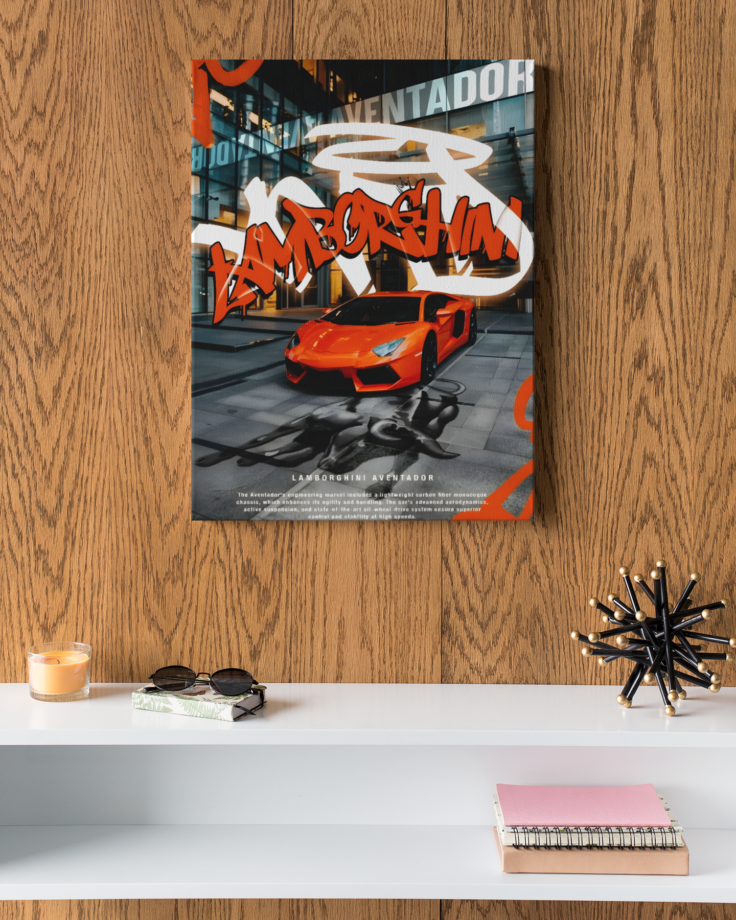 PrintedSoul Lamborghini Premium Metal Wall Frame Decor (A3 Size)