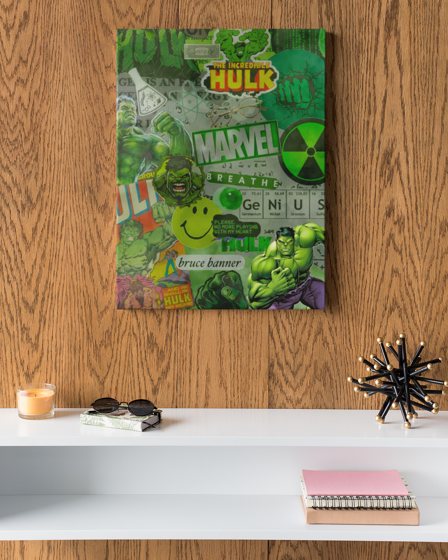 PrintedSoul Marvel Hulk Vintage Comic Style Metal Frame – Smash Edition (A3 Size)