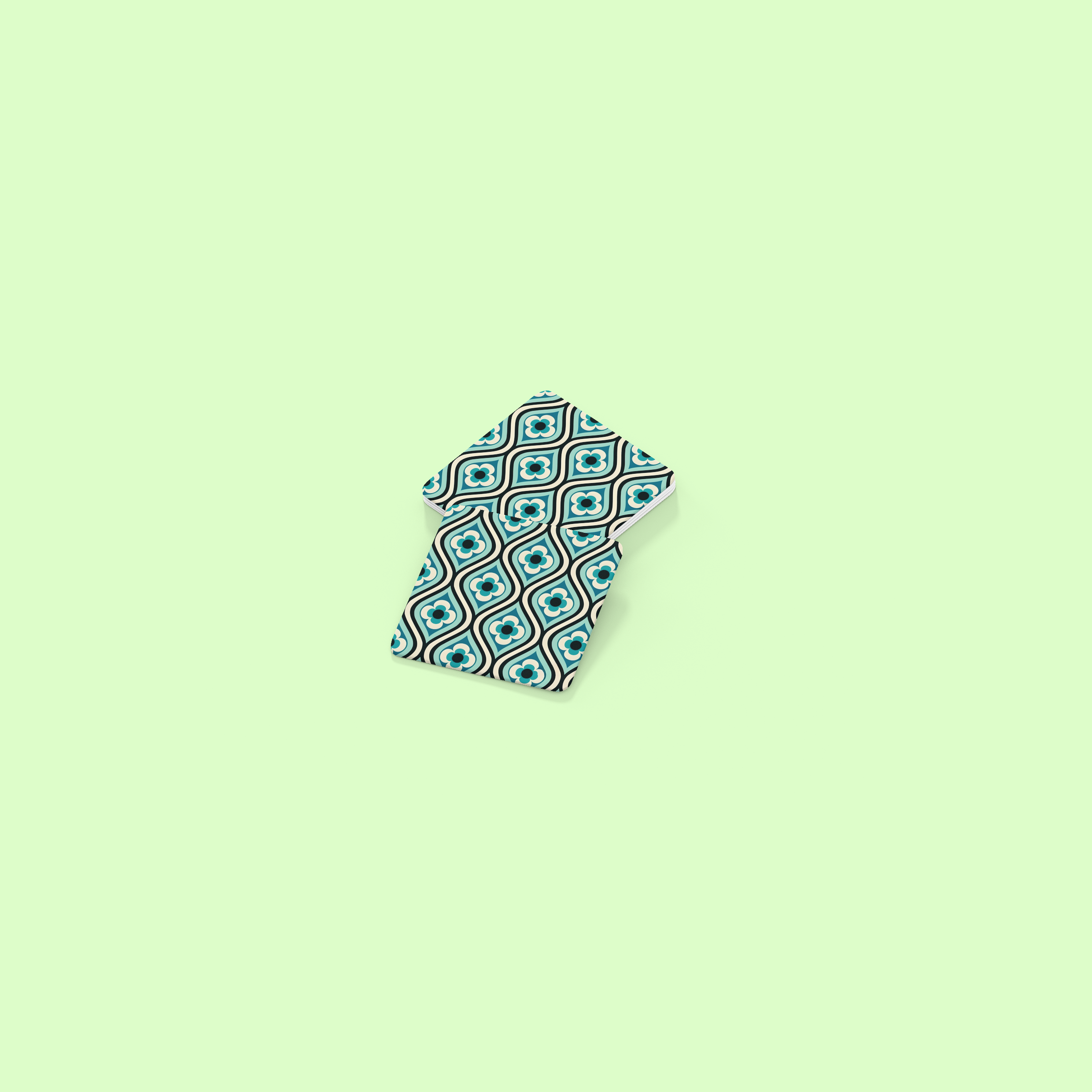 PrintedSoul Retro Teal Bloom Coaster (Set of 4)