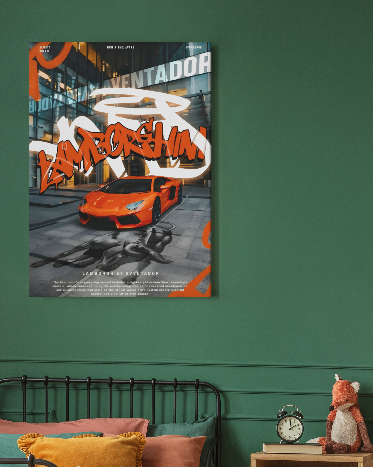 PrintedSoul Lamborghini Premium Metal Wall Frame Decor (A3 Size)