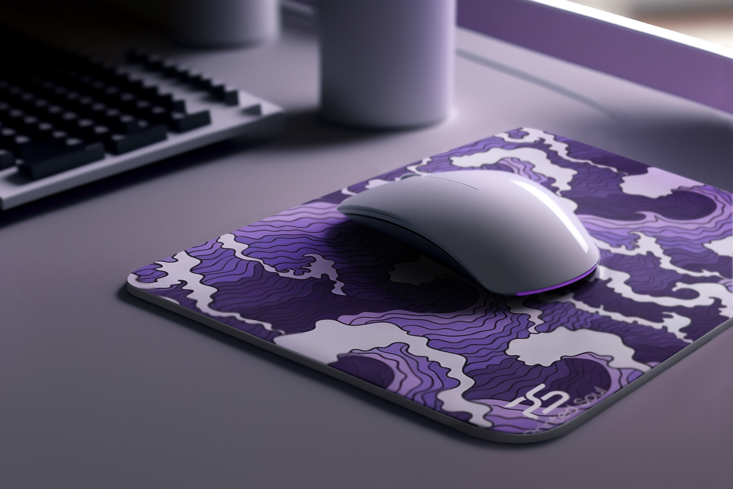 PrintedSoul Japanese Wave Style Mouse Pad – Artistic Desk Mat for Computer & Laptop (Medium Size)