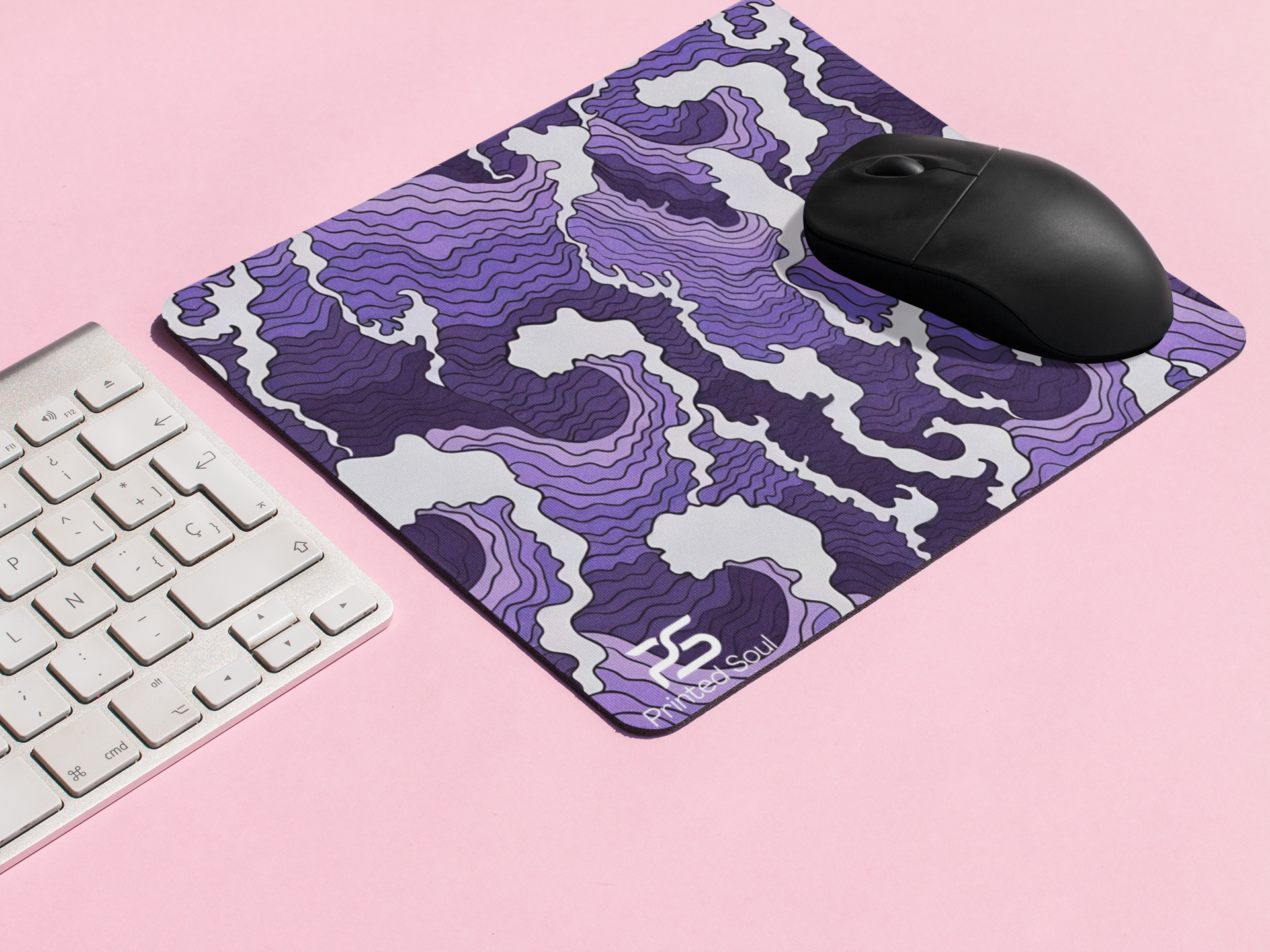PrintedSoul Japanese Wave Style Mouse Pad – Artistic Desk Mat for Computer & Laptop (Medium Size)