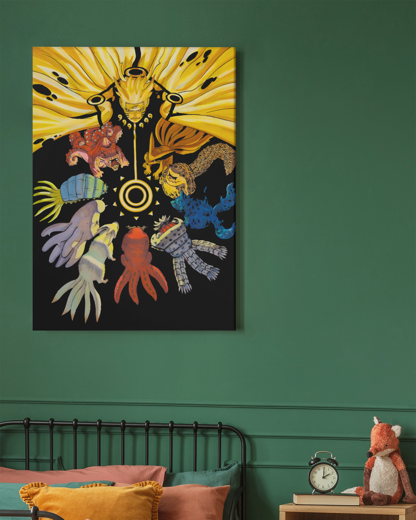 PrintedSoul Nine Tailed Beasts United Metal Frame – Ultimate Anime Wall Art (A3 Size)