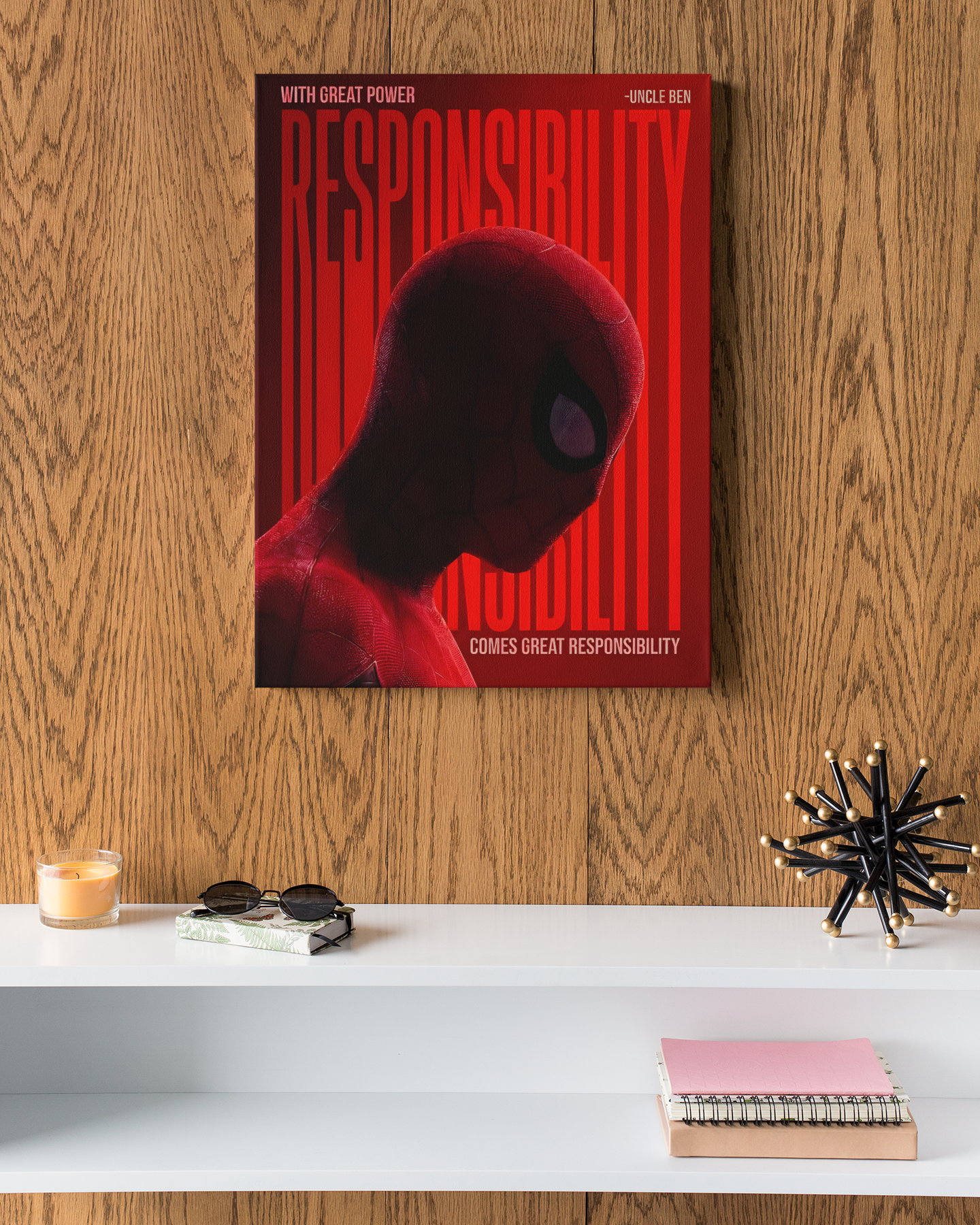 PrintedSoul Spider-Man “With Great Power Comes Great Responsibility” Metal Frame (A3 Size)