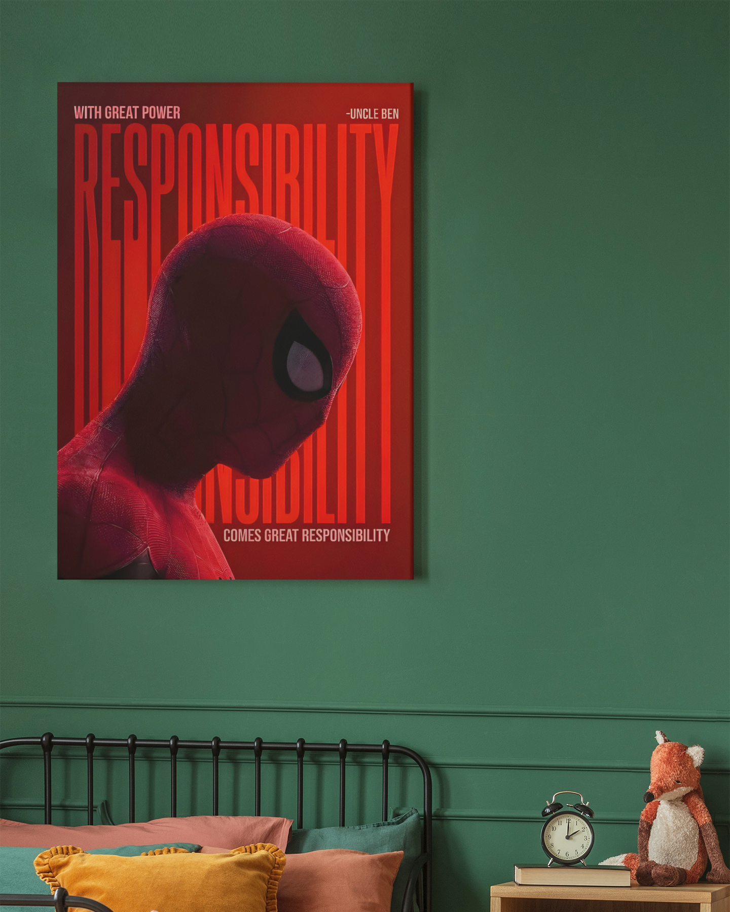 PrintedSoul Spider-Man “With Great Power Comes Great Responsibility” Metal Frame (A3 Size)