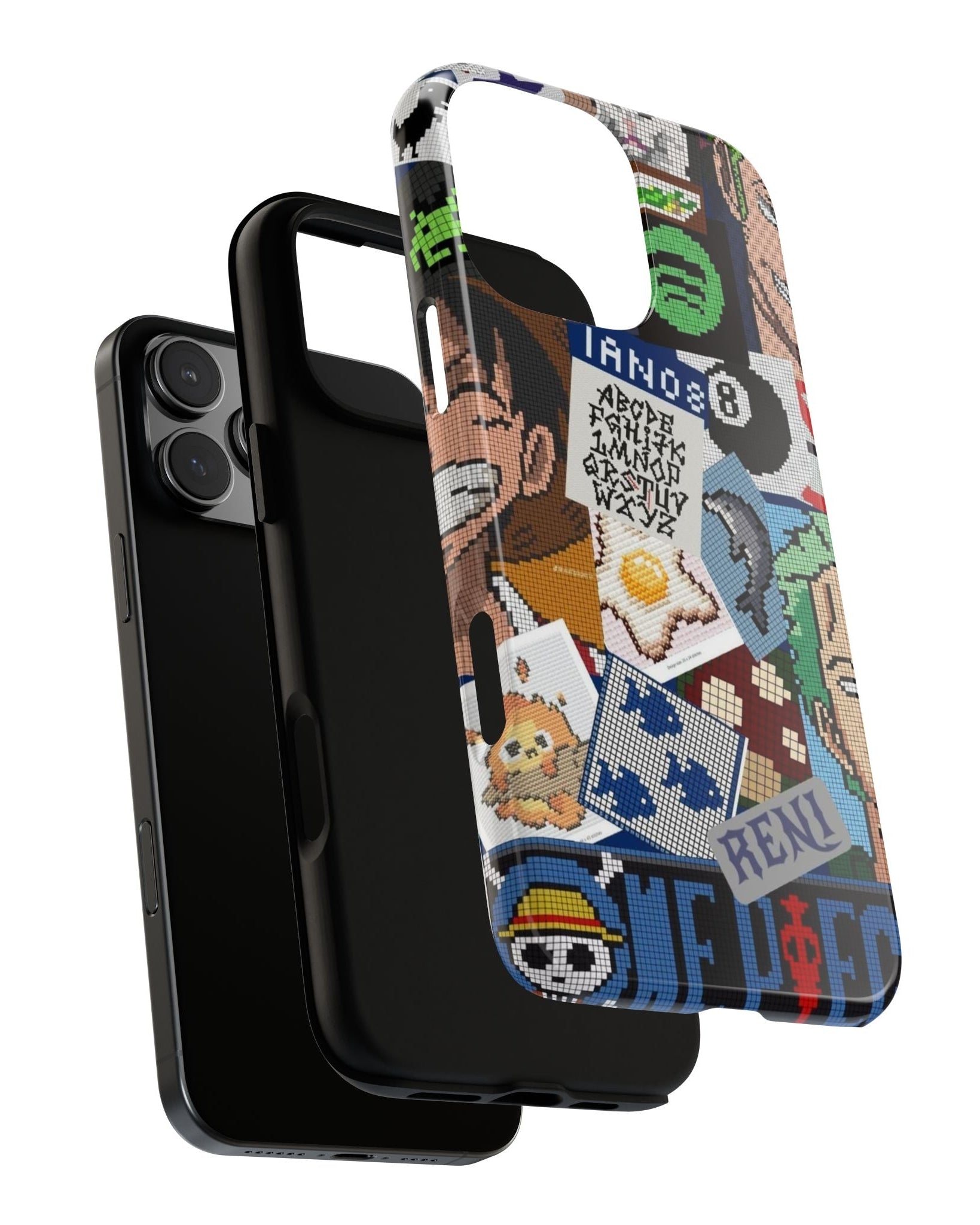 Printed Soul - Pixel Art Zoro & Luffy Cross-Stitch Vibes Double Layer Mobile Cover