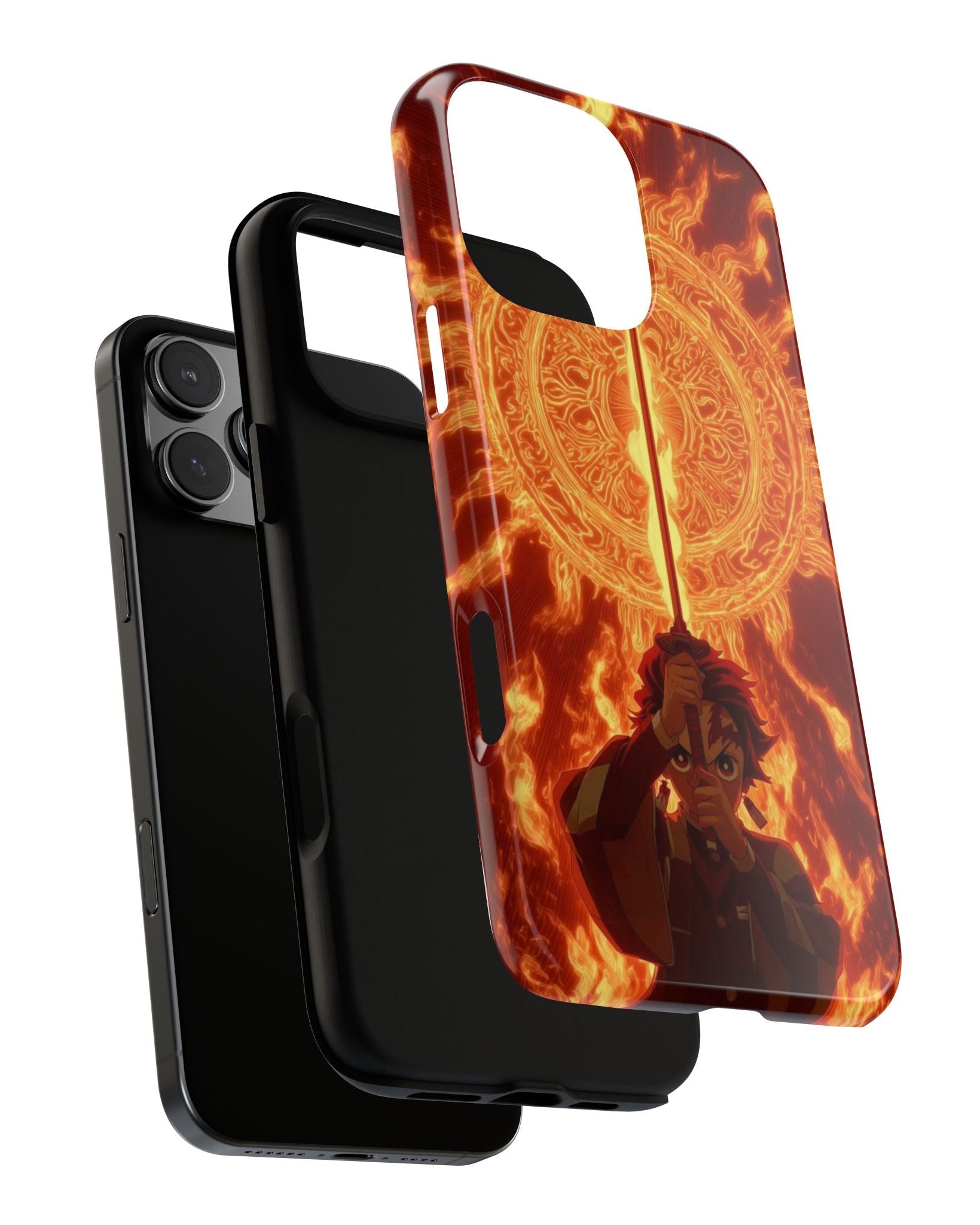 Printed Soul - Tanjiro Flame Breathing Aura Double Layer Mobile Cover