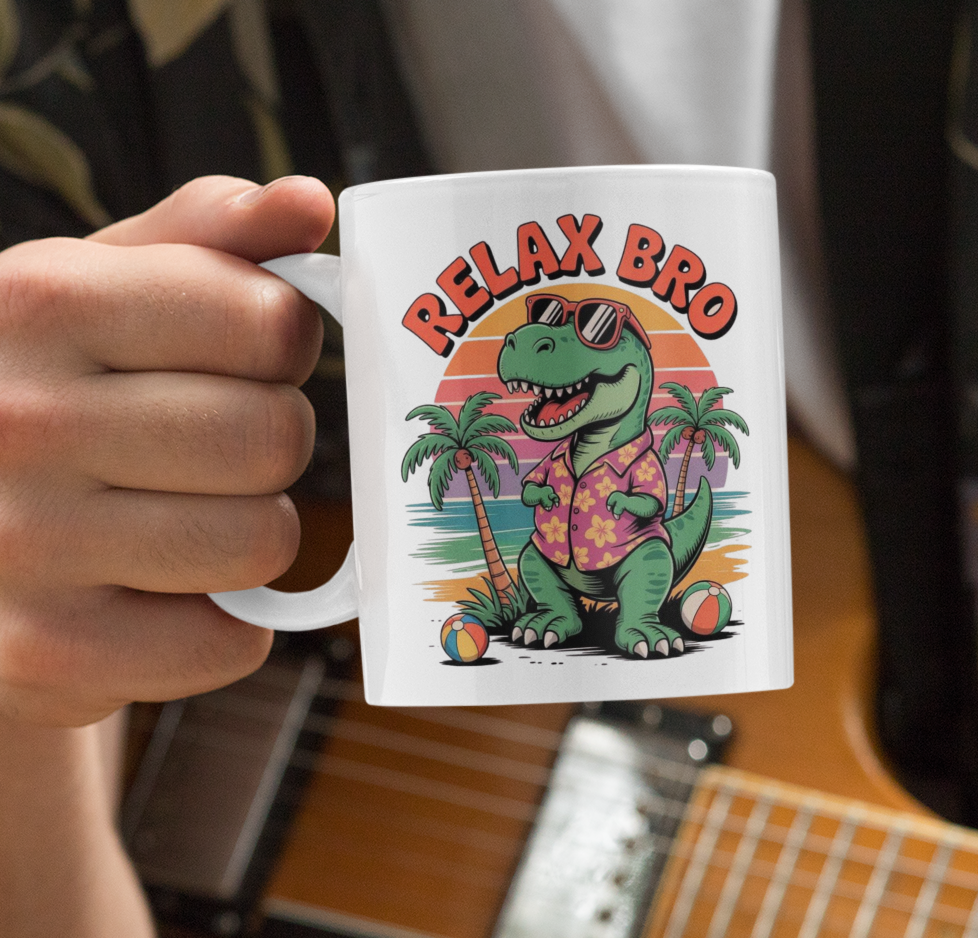 PrintedSoul Stay Dino Relax Bro Coffee Mug – 11oz Mug
