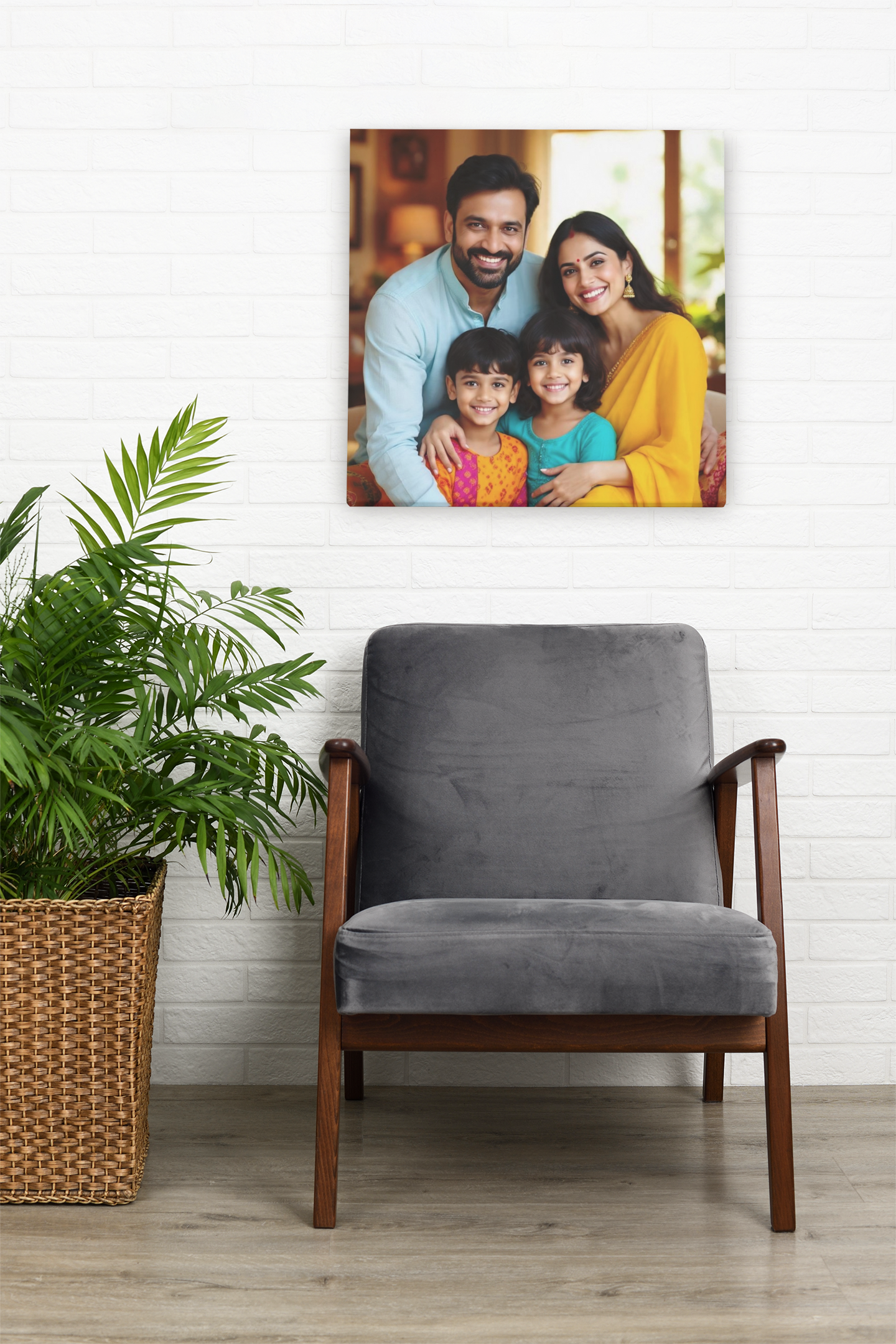 PrintedSoul Personalized Square Acrylic Family Frame – Custom Photo Wall Decor